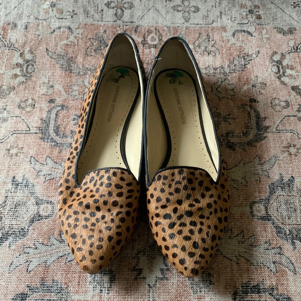 Adrienne Vittadini calf hair animal print Loafers